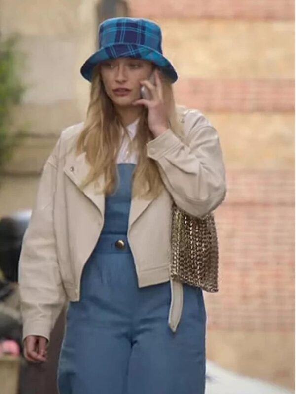 Emily in Paris S02 Camille Cream White Leather Jacket