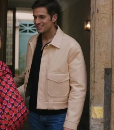 Emily in Paris S03 Gabriel Beige Leather Jacket