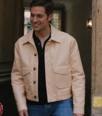 Emily in Paris S03 Gabriel Beige Leather Jacket