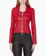 Emily in Paris S04 Lily Collins Red Leather Jacket