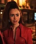 Emily in Paris S04 Lily Collins Red Leather Jacket