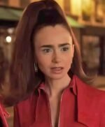 Emily in Paris S04 Lily Collins Red Leather Jacket