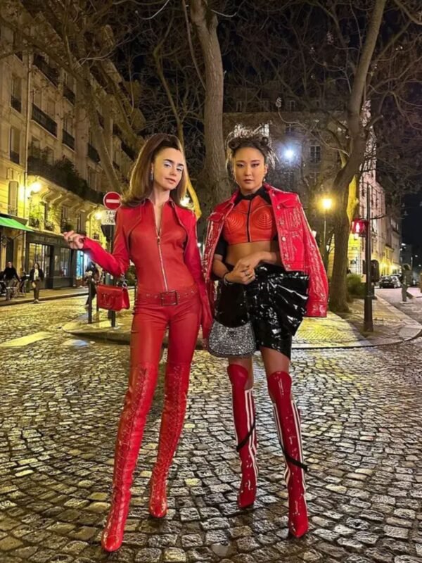 Emily in Paris S04 Lily Collins Red Leather Jacket
