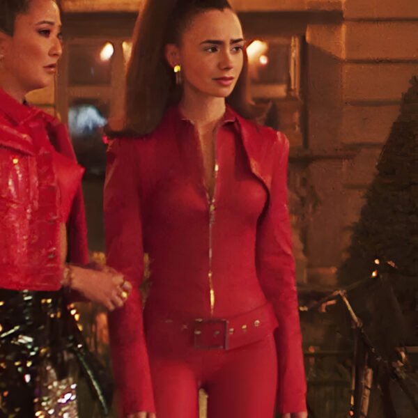 Emily in Paris S04 Lily Collins Red Leather Jacket