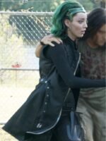 Emma Dumont The Gifted Sleeveless Black Coat