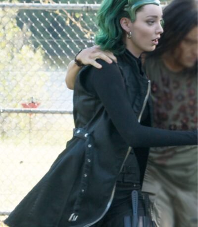 Emma Dumont The Gifted Sleeveless Black Coat