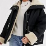 Emma Roberts Holidate Sloane Black Shearling Fur Jacket