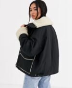 Emma Roberts Holidate Sloane Black Shearling Fur Jacket