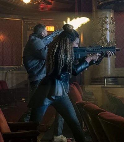 Emmy Raver Lampman The Umbrella Academy Black Leather Jacket