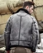 Eric Grey Black Triple Belted Cuffs Shearling Jacket