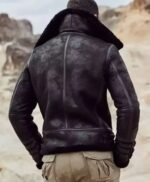 Eric Grey Black Triple Belted Cuffs Shearling Jacket