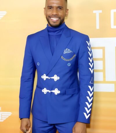 Eric West Top Gun 2 New York Premiere Navy Blue Suit