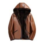 Evan Genuine Sheepskin Shearling Brown Leather Jacket