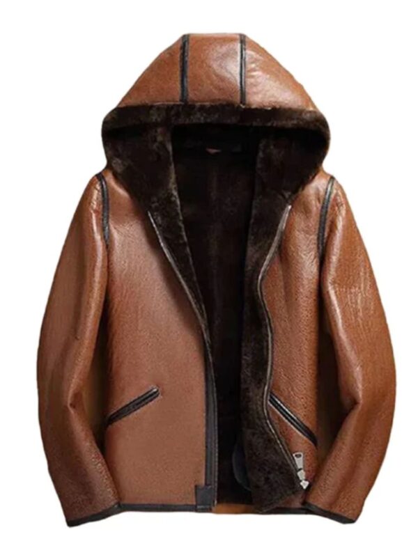 Evan Genuine Sheepskin Shearling Brown Leather Jacket