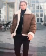 Evans-SF Bomber Sheep Leather Shearling Fur Brown Jacket