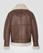 Evans-SF Bomber Sheep Leather Shearling Fur Brown Jacket