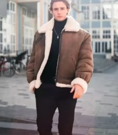 Evans-SF Bomber Sheep Leather Shearling Fur Brown Jacket