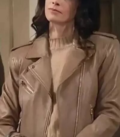 Extended Family S01 Abigail Spencer Brown Biker Leather Jacket