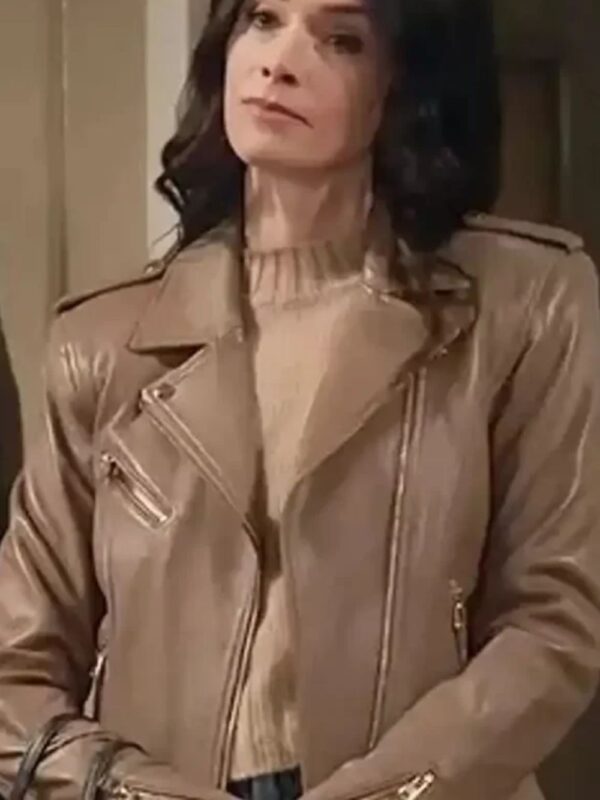 Extended Family S01 Abigail Spencer Brown Biker Leather Jacket