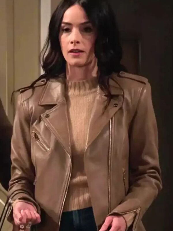 Extended Family S01 Abigail Spencer Brown Biker Leather Jacket