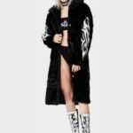 Fallen Angel Faux Fur Black Mid Length Coat