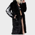 Fallen Angel Faux Fur Black Mid Length Coat