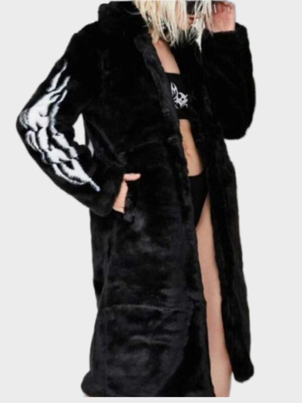Fallen Angel Faux Fur Black Mid Length Coat