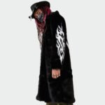 Fallen Angel Faux Fur Black Mid Length Coat