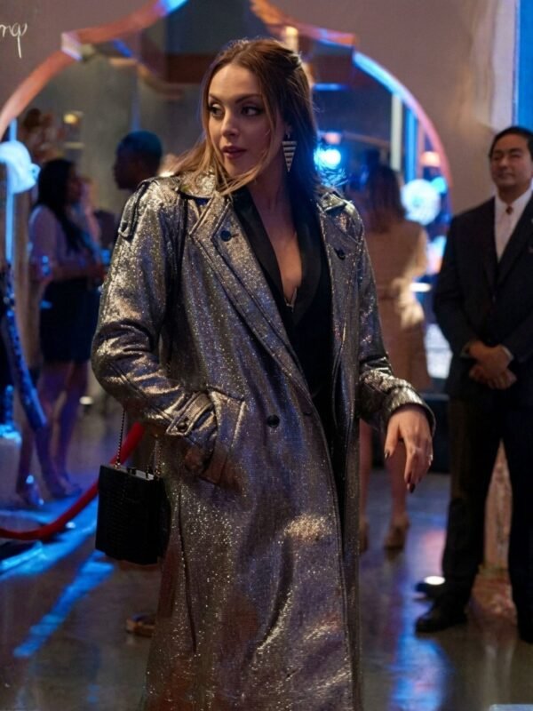 Fallon Carrington Dynasty S03 Silver Metallic Coat