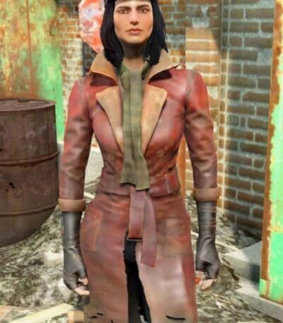 Fallout 4 Piper Brown Leather Trench Coat