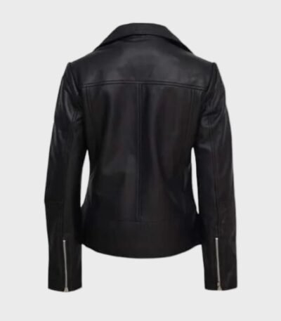 Felicia Black Quilted Shoulder Real Leather Jacket