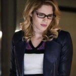 Felicity Smoak Blue Leather Zipper Jacket