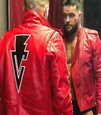 Fergal Devitt WWE Red Slimfit Biker Leather Jacket