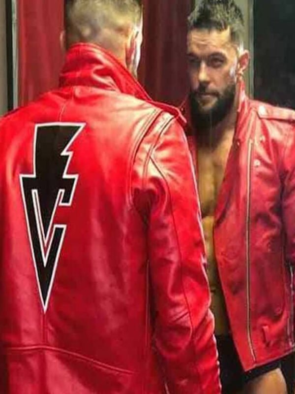 Fergal Devitt WWE Red Slimfit Biker Leather Jacket