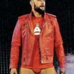 Fergal Devitt WWE Red Slimfit Biker Leather Jacket