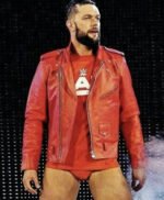 Fergal Devitt WWE Red Slimfit Biker Leather Jacket