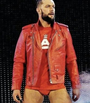 Fergal Devitt WWE Red Slimfit Biker Leather Jacket