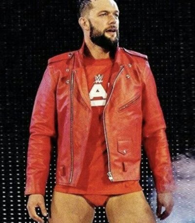 Fergal Devitt WWE Red Slimfit Biker Leather Jacket