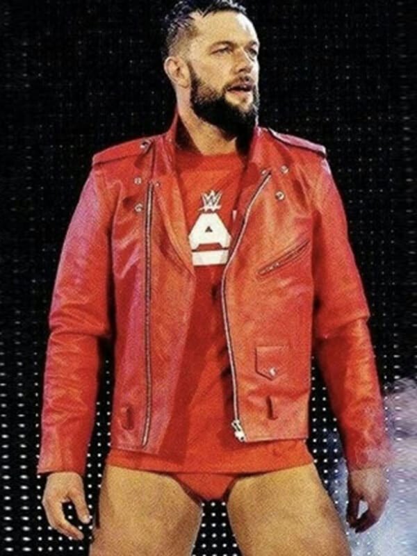 Fergal Devitt WWE Red Slimfit Biker Leather Jacket