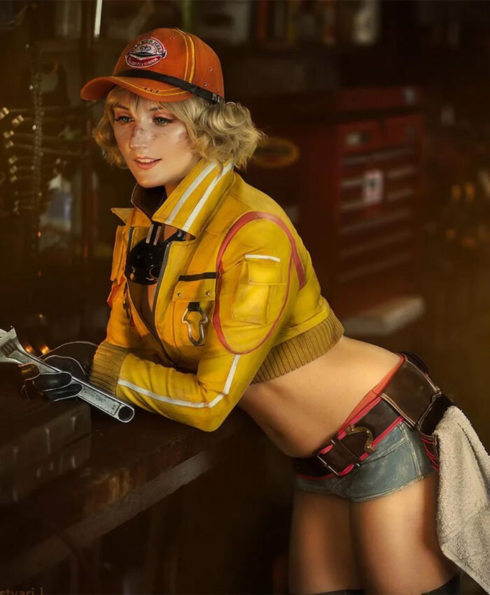 Final Fantasy XV Cindy Aurum Yellow Cropped Leather Jacket