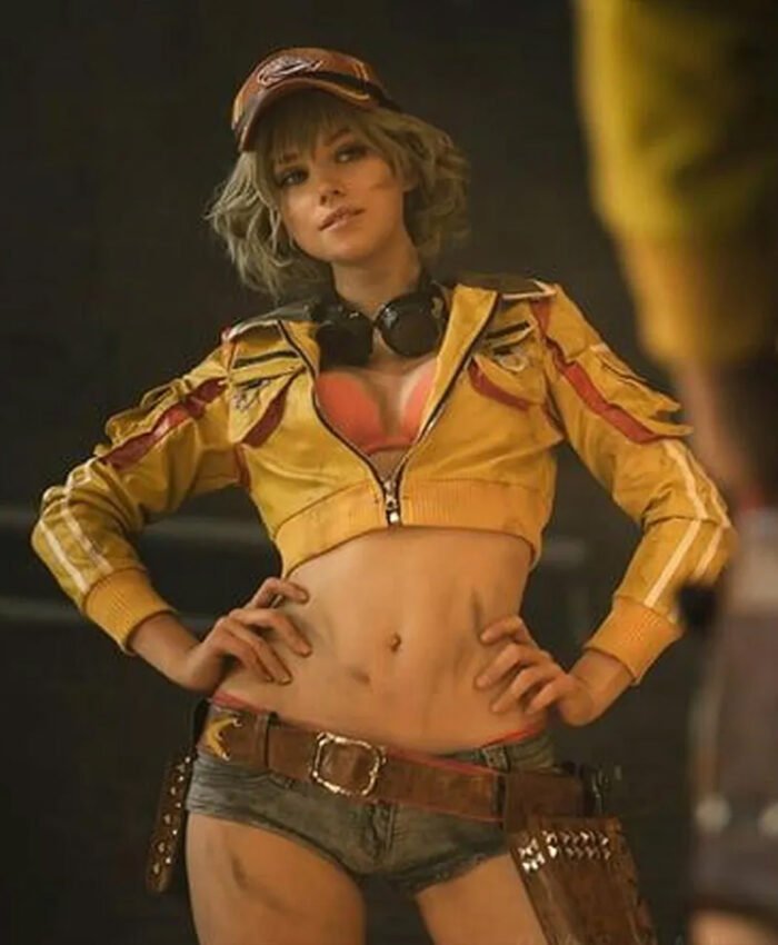 Final Fantasy XV Cindy Aurum Yellow Cropped Leather Jacket