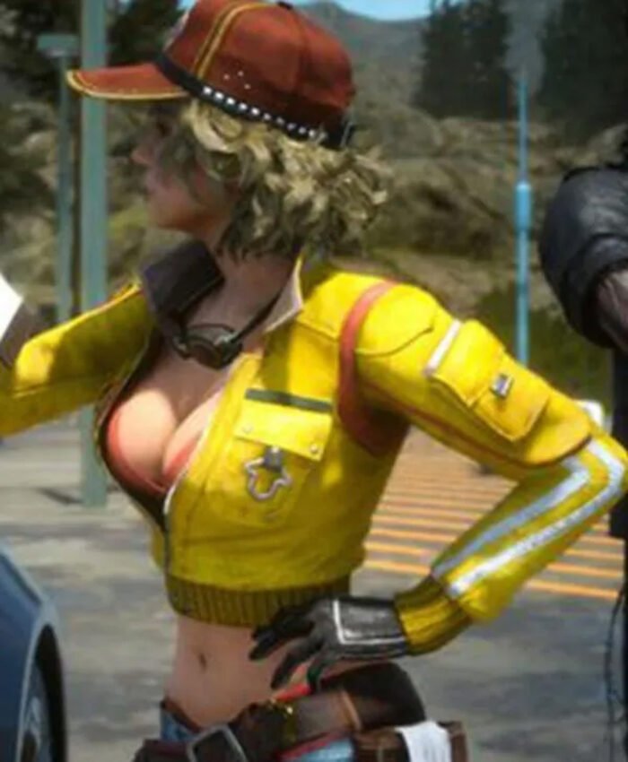 Final Fantasy XV Cindy Aurum Yellow Cropped Leather Jacket