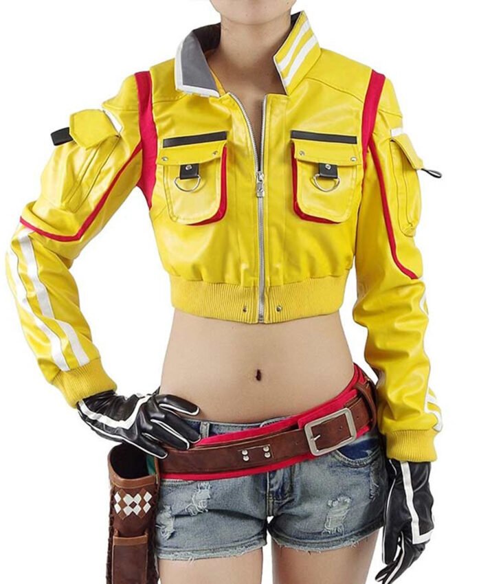 Final Fantasy XV Cindy Aurum Yellow Cropped Leather Jacket