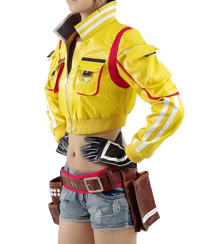 Final Fantasy XV Cindy Aurum Yellow Cropped Leather Jacket