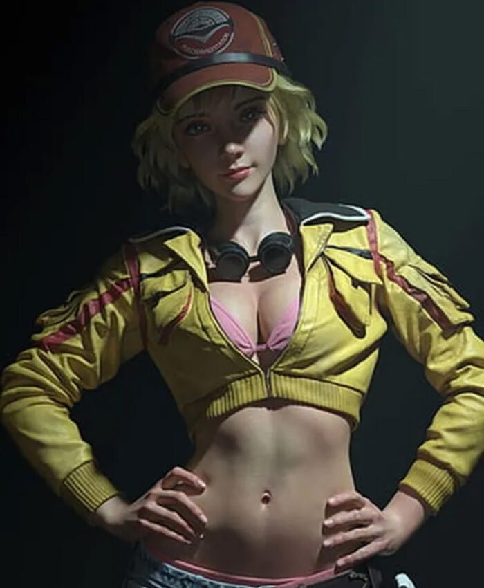 Final Fantasy XV Cindy Aurum Yellow Cropped Leather Jacket