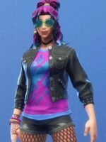Fortnite Synth Star Black Leather Jacket
