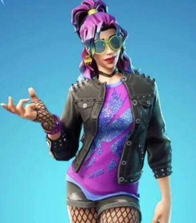 Fortnite Synth Star Black Leather Jacket