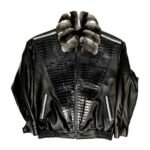 Frank Sheepskin Black Jacket with Chinchilla Collar