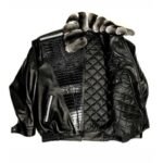 Frank Sheepskin Black Jacket with Chinchilla Collar