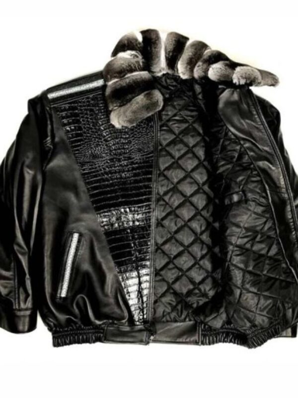Frank Sheepskin Black Jacket with Chinchilla Collar